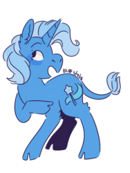 Size: 600x800 | Tagged: safe, artist:cheeseforest, trixie, pony, unicorn, g4, cloven hooves, female, hoof on chest, leonine tail, looking away, looking up, misleading thumbnail, open mouth, profile, raised hoof, simple background, solo, standing, transparent background, turned head