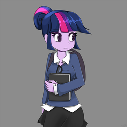 Size: 1280x1280 | Tagged: safe, artist:genericmlp, sci-twi, twilight sparkle, equestria girls, g4, clothes, female, hair bun, solo