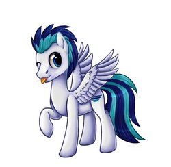 Size: 604x589 | Tagged: artist needed, safe, oc, oc only, oc:bloodray, pony, male, simple background, solo, tongue out, white background