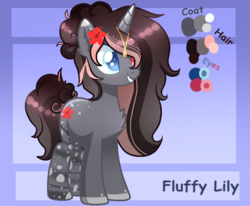 Size: 1456x1200 | Tagged: safe, artist:sugaryicecreammlp, oc, oc only, oc:fluffy lily, pony, unicorn, adopted, base used, digital art, ear fluff, female, flower, flower in hair, freckles, heterochromia, mare, reference sheet, solo