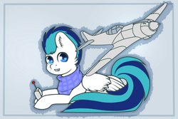 Size: 1280x854 | Tagged: artist needed, safe, oc, oc only, oc:bloodray, pegasus, pony, male, plane, solo