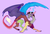 Size: 1542x1062 | Tagged: safe, artist:pawpplio, discord, draconequus, g4, large wings, male, purple background, simple background, solo, spread wings, wings