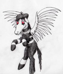 Size: 1739x2061 | Tagged: safe, artist:40kponyguy, derpibooru exclusive, long face, pegasus, pony, idw, flying, looking at you, male, simple background, solo, spread wings, traditional art, white background, wings
