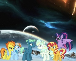 Size: 1430x1150 | Tagged: safe, editor:php77, rainbow dash, sci-twi, sky stinger, spitfire, sunset shimmer, twilight sparkle, vapor trail, alicorn, pegasus, pony, g4, female, male, mare, photo manipulation, sci-twilicorn, stallion, twilight sparkle (alicorn), vector, wat