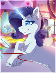 Size: 2550x3300 | Tagged: safe, artist:serenity, rarity, pony, unicorn, g4, ear fluff, eyelashes, female, glowing horn, high res, horn, magic, mare, smiling, solo, speedpaint available
