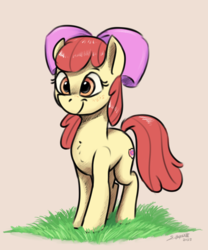 Size: 1000x1200 | Tagged: safe, artist:silverhopexiii, apple bloom, earth pony, pony, g4, bow, female, filly, hair bow, smiling, solo