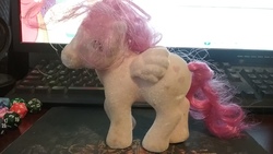 Size: 2048x1152 | Tagged: safe, heart throb, pegasus, pony, g1, 1980's, female, irl, photo, so soft, solo, toy