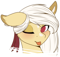 Size: 2058x1949 | Tagged: safe, artist:ak4neh, oc, oc only, oc:laeticia la pucelle, earth pony, pony, :p, blushing, bust, female, ribbon, simple background, tongue out, transparent background