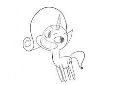 Size: 650x453 | Tagged: safe, artist:lynksdisease, rarity, pony, unicorn, g4, calarts, colorless, female, g5 concept leaks, grinning potato, hilarious in hindsight, rarity (g5 concept leak), smiling, solo, thin-line style