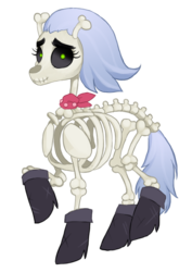 Size: 600x846 | Tagged: safe, artist:ronniesponies, skellinore, pony, skeleton pony, g4, the break up breakdown, bandana, bone, boots, cute, glowing eyes, looking at you, raised leg, shoes, simple background, skeleton, skellibetes, smiling, solo, transparent background