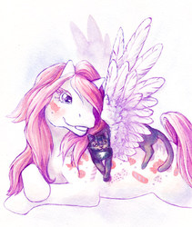 Size: 500x593 | Tagged: safe, artist:annapommes, yum yum, cat, pegasus, pony, g1, female, mare, solo, twice as fancy ponies
