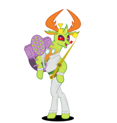 Size: 3392x3566 | Tagged: safe, artist:najibsg, thorax, changedling, changeling, g4, clothes, crossover, high res, jojo's bizarre adventure, king thorax, male, mandom, ringo roadagain, simple background, solo, stand, steel ball run, transparent background