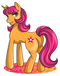 Size: 1024x1292 | Tagged: safe, artist:rockmangurl, sparkleworks, pony, unicorn, g3, g4, bedroom eyes, butt, g3 to g4, generation leap, looking at you, plot, simple background, solo, transparent background, unicornified