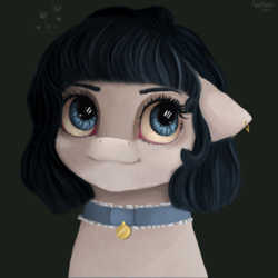 Size: 2700x2700 | Tagged: safe, artist:anuhanele, oc, oc only, oc:eve, earth pony, pony, bust, choker, ear piercing, earring, female, filly, frilly, high res, jewelry, meta, piercing, portrait, solo