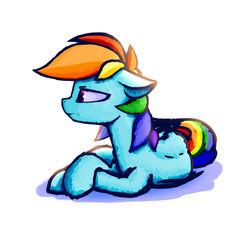 Size: 1200x1200 | Tagged: safe, artist:o0o-bittersweet-o0o, rainbow dash, pegasus, pony, g4, bored, crossed hooves, female, looking away, lying, sad, sketch, solo