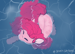 Size: 2500x1800 | Tagged: safe, artist:veesocks, pinkie pie, earth pony, pony, g4, 30 minute art challenge, cute, diapinkes, eyes closed, female, high angle, mare, overhead view, swimming, water, wet
