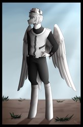 Size: 1406x2160 | Tagged: safe, artist:artannie01, oc, oc only, oc:light knight, anthro, anthro oc, captain scarlet and the mysterons, cartoon, male, solo