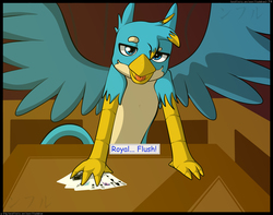 Size: 2350x1850 | Tagged: safe, artist:flash_draw, gallus, sandbar, griffon, comic:boring days, g4, card, comic, dialogue, gaming, gay, male, offscreen character, open mouth, ship:gallbar, shipping, sitting, spread wings, wings