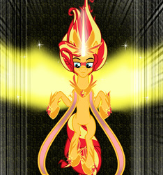 Size: 873x931 | Tagged: safe, artist:ponymaan, sunset shimmer, pony, unicorn, comic:lyra-lyra's bizarre adventure, equestria girls, g4, my little pony equestria girls: friendship games, artificial wings, augmented, daydream shimmer, equestria girls ponified, female, glowing horn, horn, jewelry, jojo's bizarre adventure, magic, magic wings, mare, ponified, regalia, shadow, solo, stand, wings