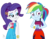 Size: 953x740 | Tagged: safe, artist:ilaria122, rainbow dash, rarity, equestria girls, equestria girls specials, g4, my little pony equestria girls: better together, my little pony equestria girls: spring breakdown, blue skin, blushing, bracelet, braid, clothes, cute, dashabetes, dress, embarrassed, eyeshadow, female, glass, hairclip, headband, implied shipping, implied soarin', implied soarindash, implied straight, jewelry, lidded eyes, makeup, male, multicolored hair, rainbow dash always dresses in style, simple background, straight, transparent background