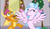 Size: 630x360 | Tagged: safe, screencap, silverstream, smolder, classical hippogriff, dragon, hippogriff, g4, my little pony: friendship is magic, the hearth's warming club, dragoness, duo, female, hearth's warming, jewelry, necklace, spread wings, wings