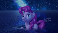 Size: 1024x576 | Tagged: safe, artist:dashyoshi, pinkie pie, earth pony, pony, g4, 3d, female, night, solo, water