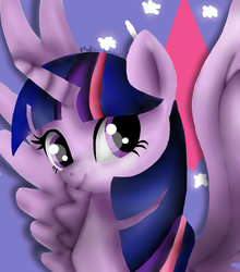 Size: 1024x1161 | Tagged: safe, artist:selfie1991, twilight sparkle, alicorn, pony, g4, bust, female, mare, smiling, solo, spread wings, twilight sparkle (alicorn), wings