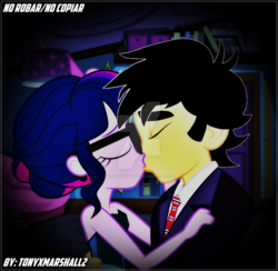 Size: 1024x999 | Tagged: safe, artist:tonyxmarshall2, edit, sci-twi, twilight sparkle, oc, oc:tony marshall, equestria girls, g4, canon x oc, kissing, love, trace