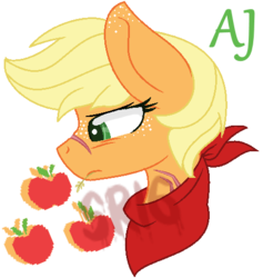 Size: 458x483 | Tagged: safe, artist:superrosey16, applejack, earth pony, pony, g4, bust, female, portrait, scar, simple background, solo, transparent background, watermark