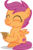 Size: 1290x1931 | Tagged: safe, artist:frownfactory, scootaloo, pegasus, pony, g4, the break up breakdown, .svg available, ^^, cute, cutealoo, cutie mark, eating, eyes closed, female, filly, food, pie, simple background, sitting up, solo, svg, the cmc's cutie marks, transparent background, vector, wings