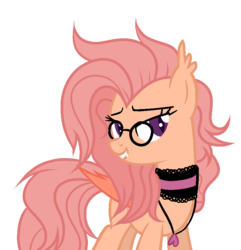 Size: 811x841 | Tagged: safe, artist:mintoria, oc, oc only, oc:midnight blossom, bat pony, pony, base used, choker, female, glasses, mare, simple background, solo, transparent background