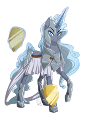 Size: 2508x3541 | Tagged: safe, artist:basykail, oc, oc only, oc:northern lights, pony, unicorn, armor, high res, knight, magic, male, shield, simple background, solo, transparent background