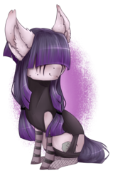 Size: 2406x3785 | Tagged: safe, artist:lastaimin, oc, oc only, oc:ordyssia, earth pony, pony, chibi, clothes, female, fishnet stockings, high res, mare, simple background, sitting, solo, transparent background
