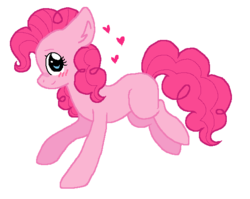 Size: 582x464 | Tagged: safe, artist:adostume, pinkie pie, earth pony, pony, g4, blushing, cute, diapinkes, female, heart, looking at you, missing cutie mark, outline, profile, simple background, smiling, solo, transparent background