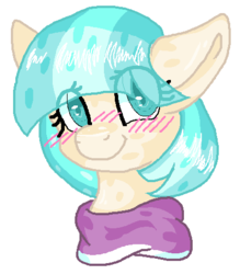 Size: 420x480 | Tagged: safe, artist:adostume, coco pommel, earth pony, pony, g4, blushing, bust, cocobetes, cute, female, mare, simple background, smiling, solo, transparent background