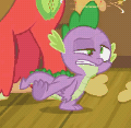 Size: 120x117 | Tagged: safe, screencap, big macintosh, spike, dragon, g4, the break up breakdown, animated, circling stars, cropped, dizzy, male, picture for breezies