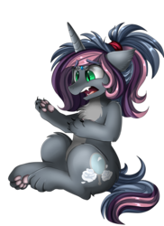 Size: 2550x3509 | Tagged: safe, artist:pridark, oc, oc only, hengstwolf, werewolf, commission, female, high res, mare, paw pads, paws, simple background, solo, transformation, transparent background, underpaw