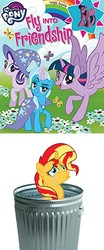 Size: 778x1870 | Tagged: safe, starlight glimmer, sunset shimmer, trixie, twilight sparkle, alicorn, pony, g4, abuse, op is a duck, op is trying to start shit, shimmerbuse, sunset shimmer's trash can, trash can, twilight sparkle (alicorn)