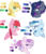 Size: 1024x1185 | Tagged: safe, artist:rosiepie15, oc, oc only, oc:daisy, oc:golden delicious, oc:midnight spectrum, oc:snow storm, oc:valentina amore, earth pony, pegasus, pony, unicorn, bust, color palette, female, freckles, magical lesbian spawn, male, mare, next generation, offspring, parent:applejack, parent:big macintosh, parent:caramel, parent:flash sentry, parent:fleur-de-lis, parent:fluttershy, parent:princess cadance, parent:rainbow dash, parent:shining armor, parent:twilight sparkle, parents:carajack, parents:flashlight, parents:fleurdance, parents:fluttermac, parents:shiningdash, simple background, stallion, transparent background