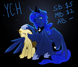 Size: 1792x1543 | Tagged: safe, artist:koviry, princess luna, oc, g4, canon x oc, commission, your character here