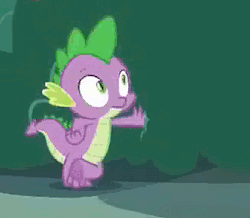 Size: 326x284 | Tagged: safe, screencap, spike, dragon, g4, the break up breakdown, animated, bush, cropped, falling, leaning, male, solo, surprised