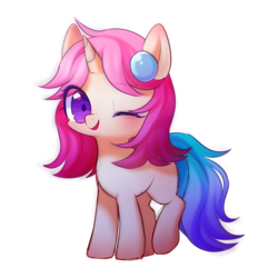 Size: 1800x1800 | Tagged: safe, artist:leafywind, oc, oc only, pony, unicorn, female, one eye closed, simple background, solo, transparent background