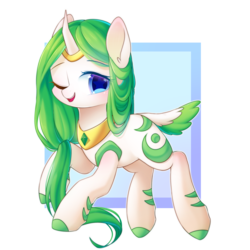 Size: 2500x2500 | Tagged: safe, artist:leafywind, oc, oc only, pony, female, high res, one eye closed, simple background, solo, starry eyes, transparent background, wingding eyes