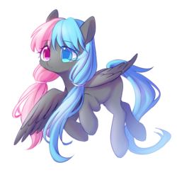 Size: 2000x2000 | Tagged: safe, artist:leafywind, oc, oc only, pegasus, pony, colored pupils, female, flying, gift art, hairband, heterochromia, high res, mare, multicolored hair, simple background, solo, spread wings, transparent background, wings