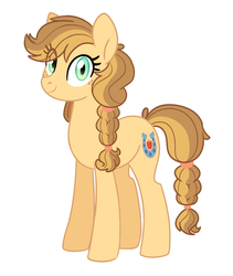 Size: 1232x1463 | Tagged: safe, artist:darlyjay, oc, oc only, oc:apple jennifer, earth pony, pony, braid, braided tail, female, mare, offspring, parent:applejack, parent:caramel, parents:carajack, simple background, solo, twin braids, white background
