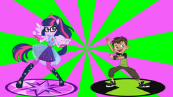 Size: 1920x1080 | Tagged: safe, edit, sci-twi, twilight sparkle, equestria girls, g4, my little pony equestria girls: better together, ben 10, ben 10 2016, ben tennyson, omnitrix, tara strong, voice actor joke