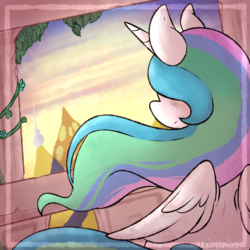 Size: 1000x1000 | Tagged: safe, artist:urbanqhoul, princess celestia, alicorn, pony, g4, female, mare, solo