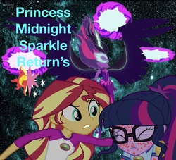 Size: 1264x1146 | Tagged: safe, edit, editor:php77, sci-twi, sunset shimmer, twilight sparkle, equestria girls, g4, 1000 hours in ms paint, abuse, abuse edit, midnight sparkle, misspelling, princess midnight, scratches, twilybuse