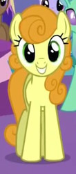 Size: 236x536 | Tagged: safe, screencap, carrot top, cloud kicker, coco crusoe, golden harvest, soupling, earth pony, pony, celestial advice, g4, background pony, cropped, female, front view, mare, smiling, solo focus