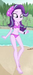 Size: 632x1409 | Tagged: safe, artist:charliexe-edits, edit, edited edit, editor:grapefruitface, starlight glimmer, equestria girls, equestria girls specials, g4, my little pony equestria girls: mirror magic, beach, beanie, belly button, bikini, clothes, complex background, cute, female, glimmerbetes, hat, midriff, solo, swimsuit, vector